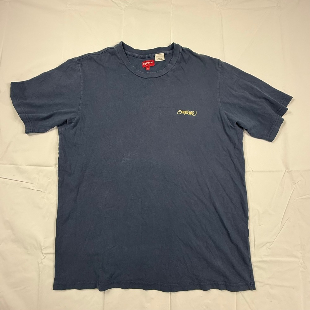Supreme Script Logo Navy Blue Cotton T-Shirt Mens XL Short Sleeve Streetwear